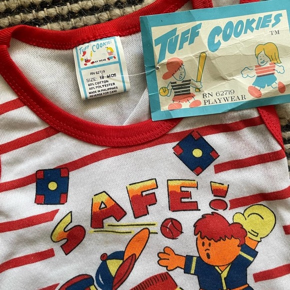 Vintage Tuff Cookies Toddler Baseball Graphic Tank Top Size 18 Months New NWT - Picture 2 of 3